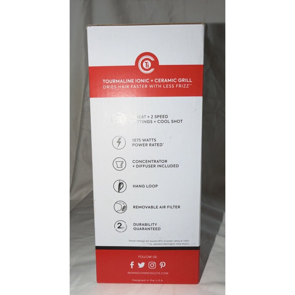 New Remington Damage Protection Ceramic Hair Dryer - 1875 Watts - Picture 3 of 4